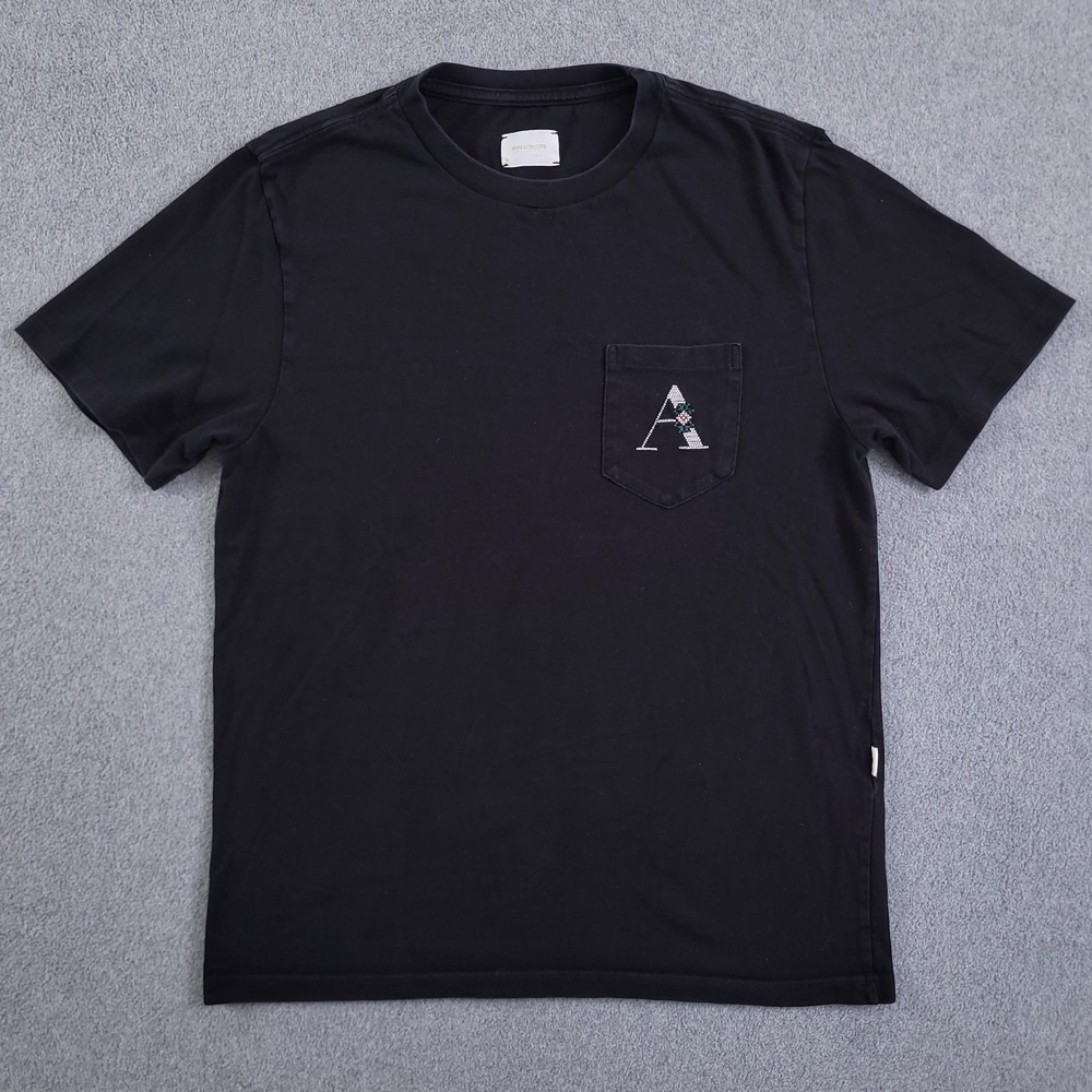 Aime Leon Dore Shirt Mens M Black Needlepoint A Pocket Tee Short Sleeve